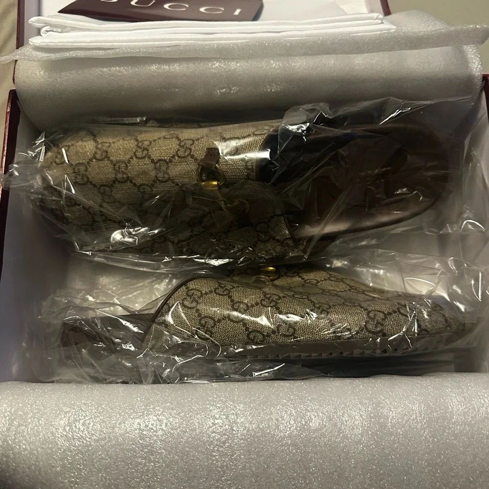 Beige and Brown Slip-On Loafers - Picture 2 of 2
